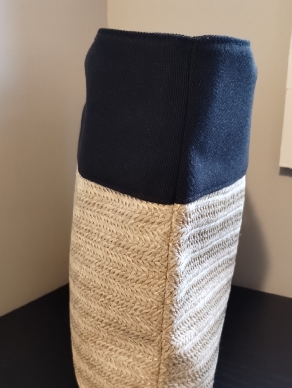 Donna Karan Black & Natural Straw Tote with Bamboo Handles - Picture 8 of 11